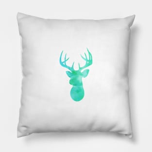 Watercolor Aqua Deer Pillow