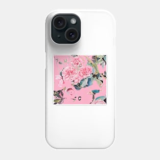 Pink Rose Watercolor Painting on Shabby Pink Abstract Phone Case