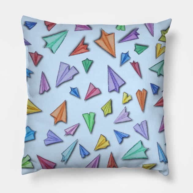 Paper Airplane Terrazzo Pillow by Isheweilla