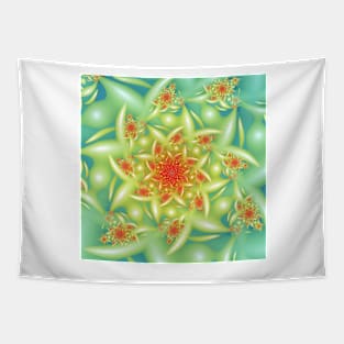 Red and Green Flower Fractal Tapestry