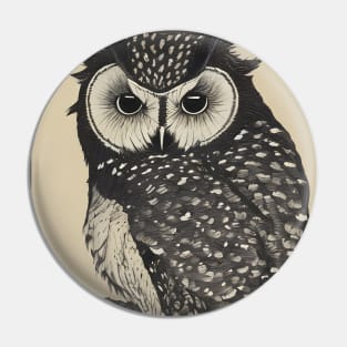 Japanese owl ukiyo e art Pin