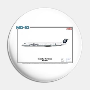 McDonnell Douglas MD-83 - Alaska Airlines (Art Print) Pin