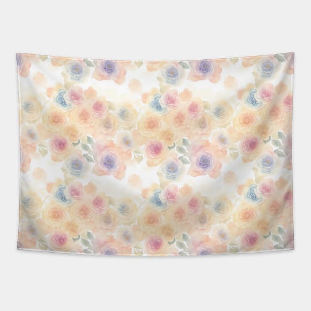 Watercolor Wild Colorful Flowers Background Tapestry by Victoria's Store