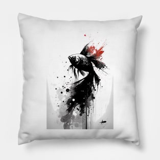 Beta Fish Ink Portrait Pillow