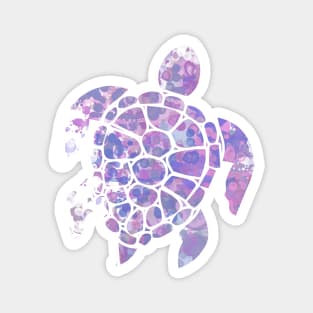 Sea Turtle Design in Purple and Pink Paint Drops Pattern Magnet