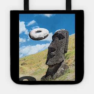 Easter island head with stone donut. Tote