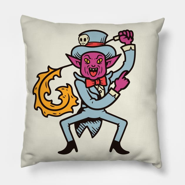 Vintage Cartoon Demon Circus Ringmaster Pillow by SLAG_Creative