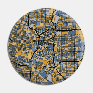 San Antonio Map Pattern in Blue & Gold Pin