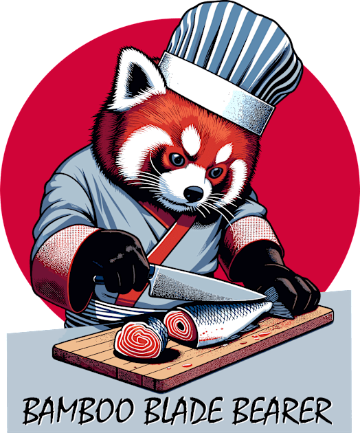 Sushi Master Red panda - Retro Japanese Chef Cartoon Kids T-Shirt by TimeWarpWildlife