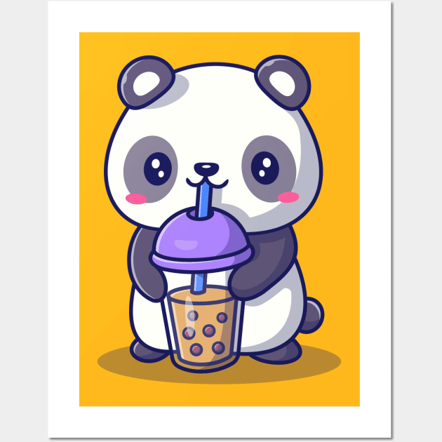 Kawaii Panda Bubble Tea' Poster, picture, metal print, paint by schmugo