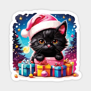 Cute Christmas Black Cat Magnet