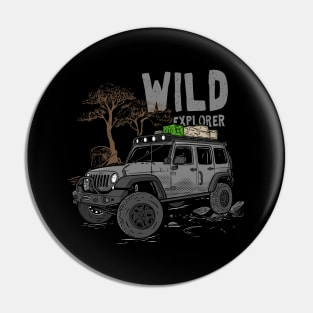 Wild Explorer Jeep - Adventure Grey Jeep Wild Explore for Outdoor enthusiasts Pin