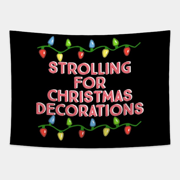 Strolling for Christmas Decorations-Red with Xmas Lights Tapestry by wildjellybeans