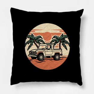 Bronco Retro Minimalistic Beach Summer Pillow