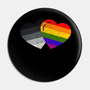 LGBT and heterosexual flag hearts Pin