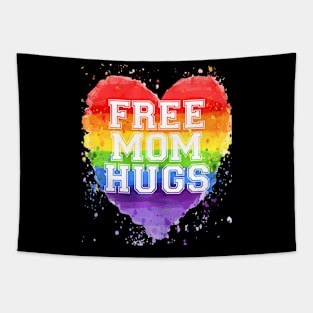 Free Mom Hugs  LGBT Gay Pride Flag Tapestry