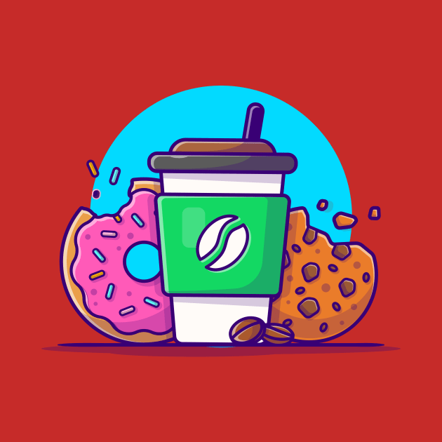 Coffee Cup, Cookies And Doughnut Cartoon Vector Icon Illustration by Catalyst Labs