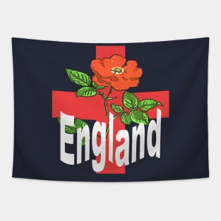 Patriotic St George Cross With Tudor Rose and England Text Tapestry