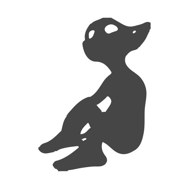 Curious Alien / Elf with pointy ears looks up (dark grey version) - ORENOB logo by ORENOB