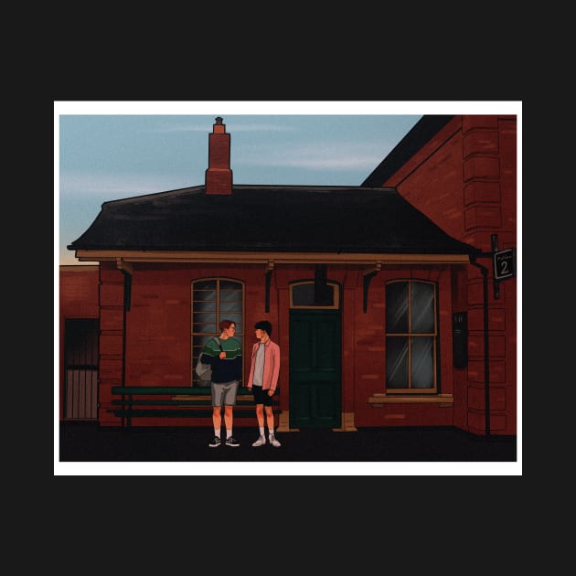 heartstopper drawing - Nick and Charlie train station by daddymactinus