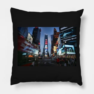 The lights of Times Square at twilight, NYC Pillow