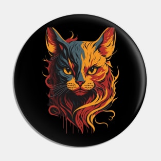 Red Yellow Minimalist Colorful Magic Cat Pin