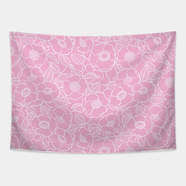 Pink rose pattern Tapestry by katerinamk