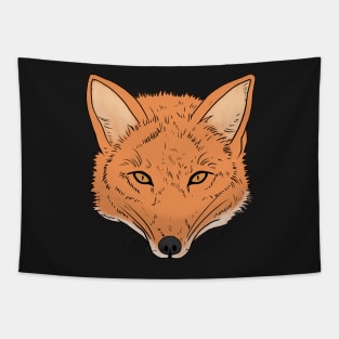 Hand Drawn Fox Head with orange fur and eyes Tapestry
