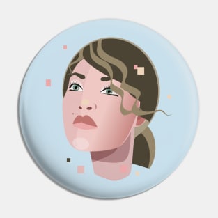 Woman with Curly Bangs Pin