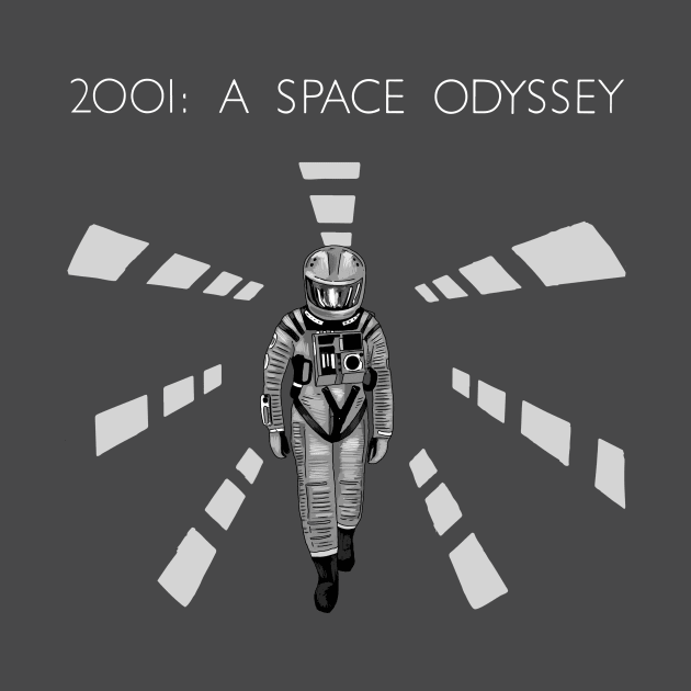 2001 - A Space Odyssey Illustration with Title, B/W by burrotees