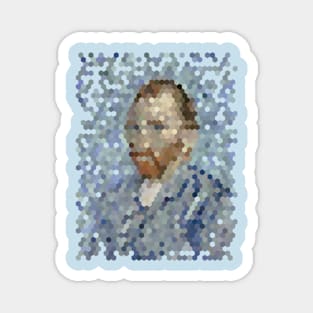 hexagonal pixelated Vincent Van Gogh Magnet