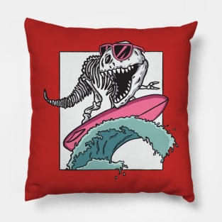 Skeleton of T-Rex Surfing Pillow