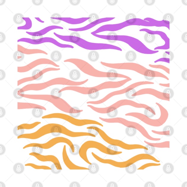 Violet Pink Gold Wavy pattern in Whte by Shineyarts