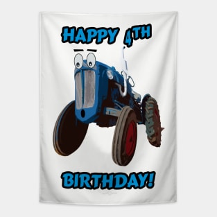 Happy 4th birthday tractor design Tapestry