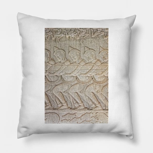 Bas Relief, Angkor Wat Pillow by BrianPShaw