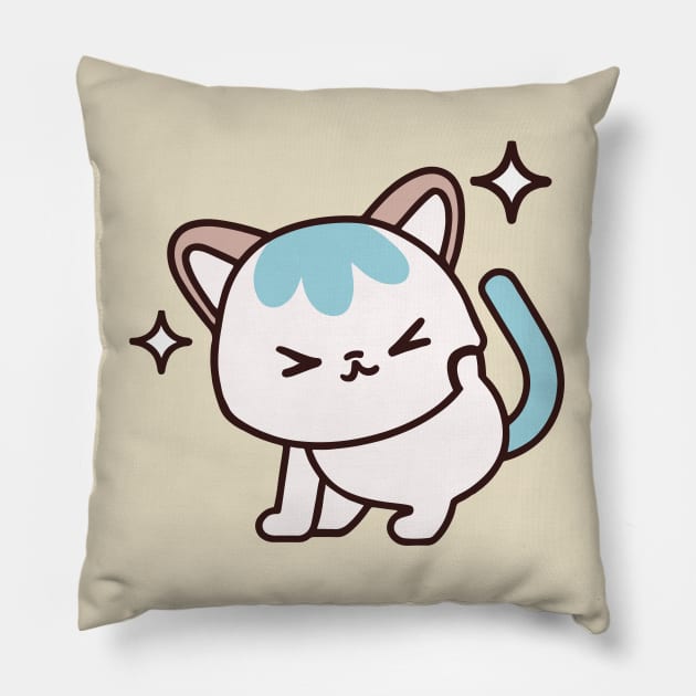 cute cat cartoon Pillow by Kawaii Bomb