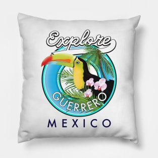 Explore Guerrero Mexico travel logo Pillow