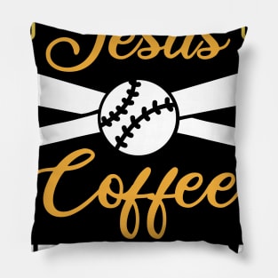 Jesus Coffe and Baseball Pillow