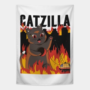 Catzilla Funny Cat Tapestry