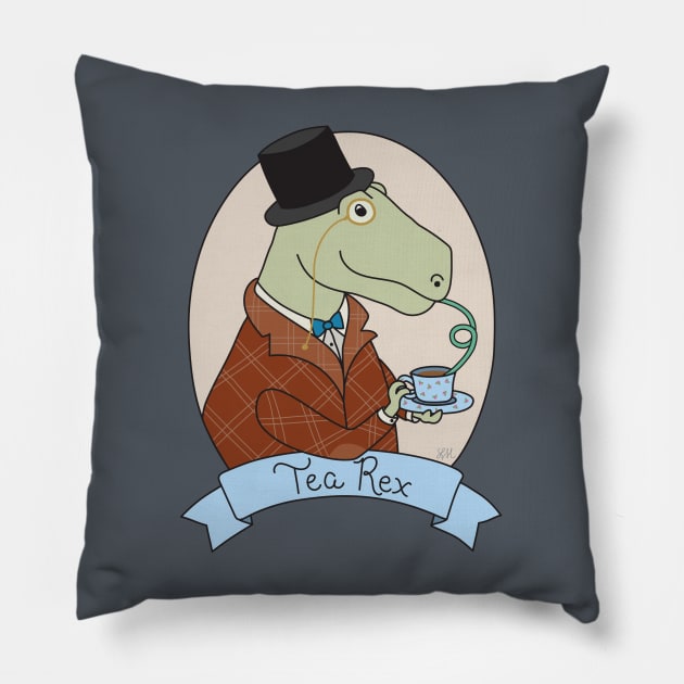 Tea Rex Pillow by LesliePress