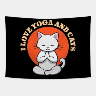 Cat Doing Yoga, Fitness with Cats, Yoga, and Cat Lover Gift Tapestry
