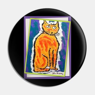 John Hinckley's original artwork (cat painting, in frame). Pin