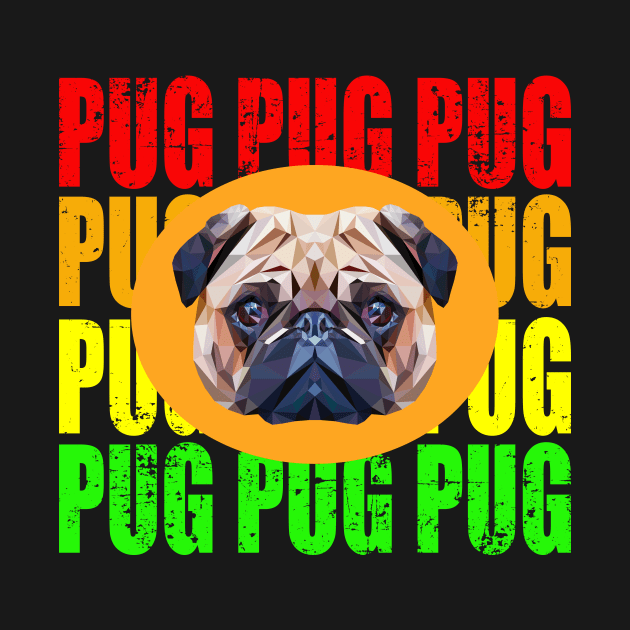 Funny Pug Polygon Dog Head Pet Gift by MaveriKDALLAS