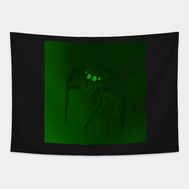 Jumping Spider Drawing V19 (Green 1) Tapestry by IgorAndMore