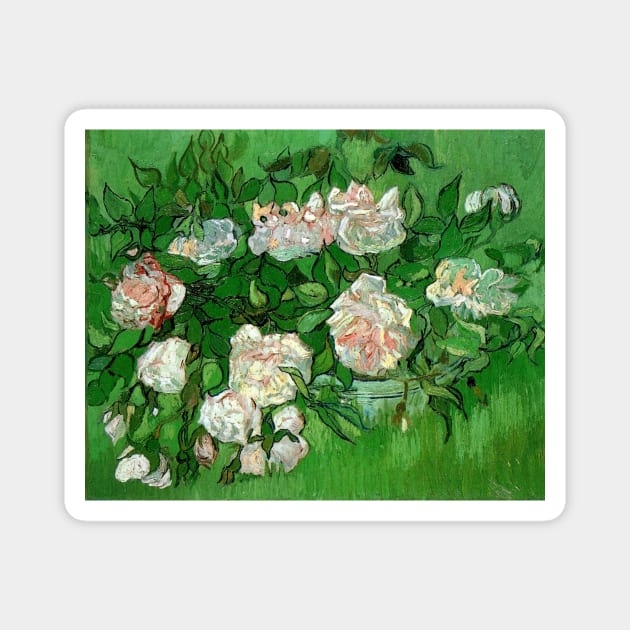 Still Life: Pink Roses by Vincent van Gogh Magnet by MasterpieceCafe