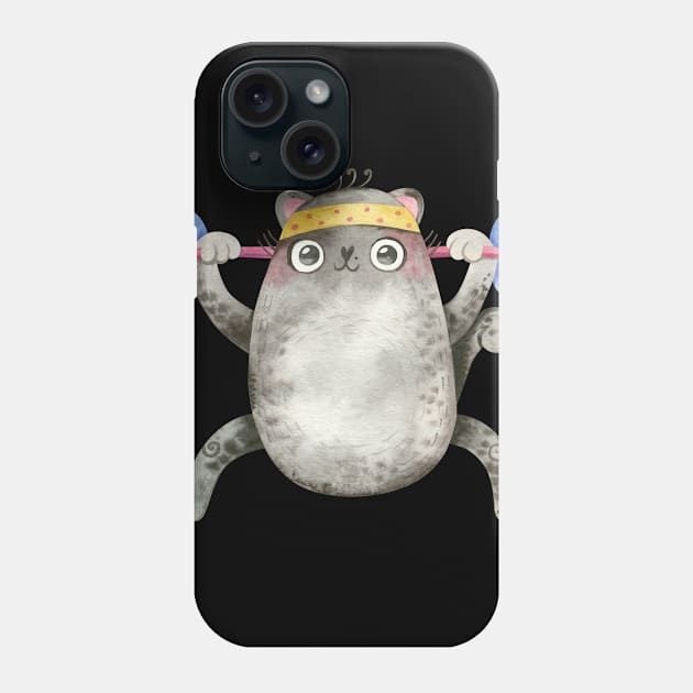 Cute Dumbell Cat Phone Case by TeesByKimchi