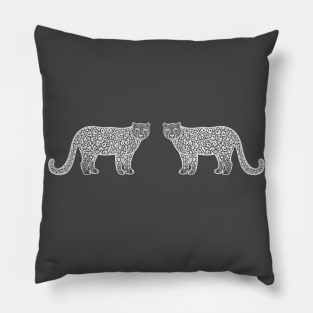 Snow Leopards in Love - cute and fun leopard design - dark colors Pillow