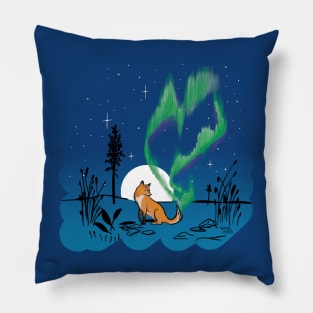 Fox fires in the sky in Lapland Pillow