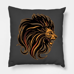 African Male Lion | Flourish Mane Illustration | Safari Culture | Majestic Male Lion In Painting Pillow