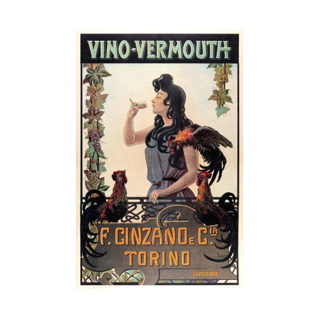 CINZANO VINO VERMOUTH TORINO Vintage Italian Herbal Liqueur Advert by vintageposters